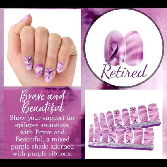 Color Street Brave and Beautiful Epilepsy Awareness Purple Ribbon Set New - Picture 6 of 7